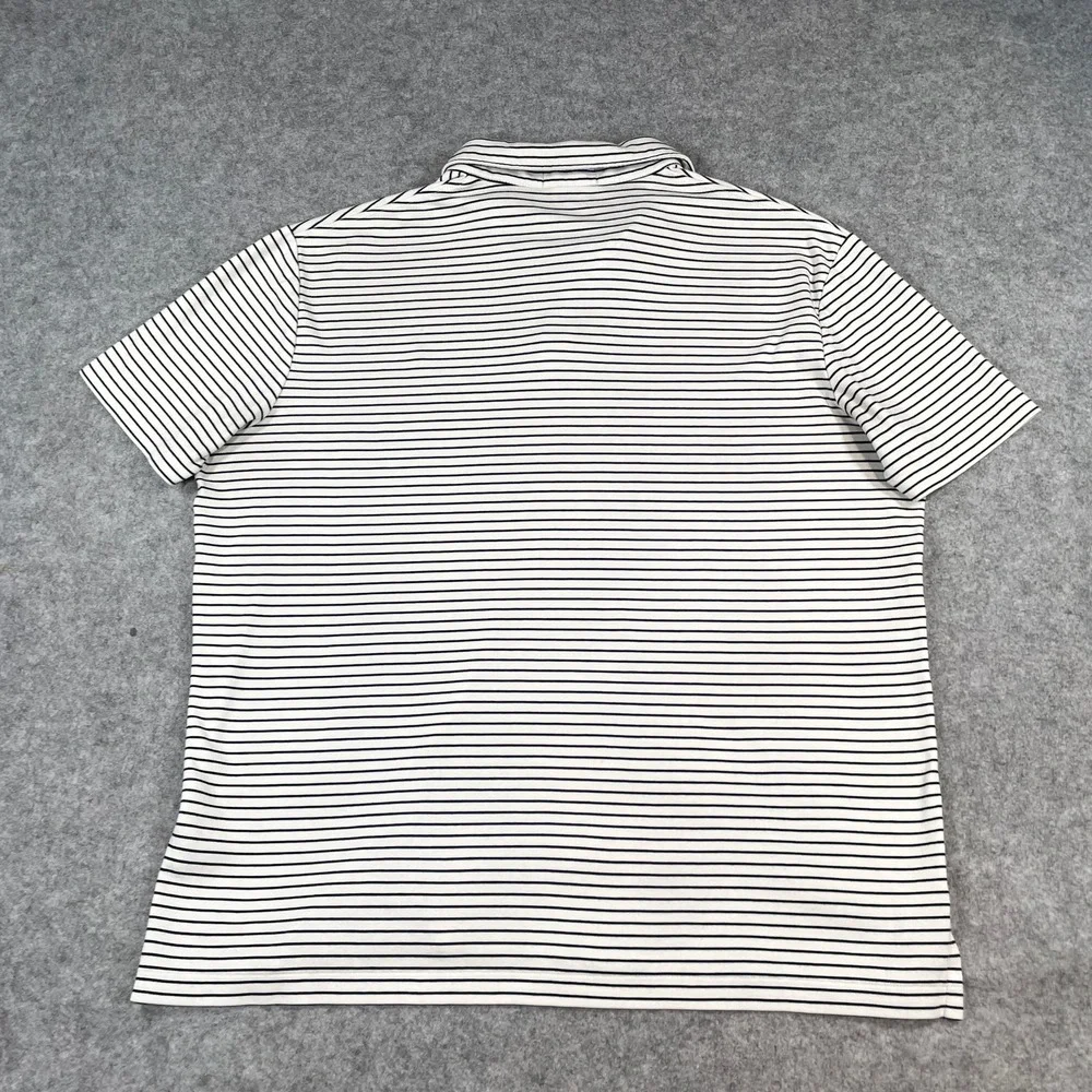 Polo Ralph Lauren Mens Polo Shirt Large Striped Short Sleeve White Navy Blue
